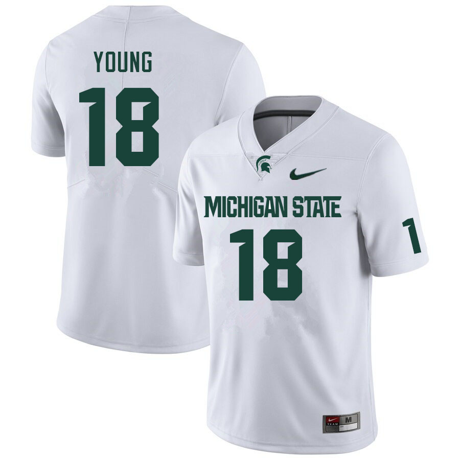 Men #18 Zion Young Michigan State Spartans College Football Jerseys Sale-White